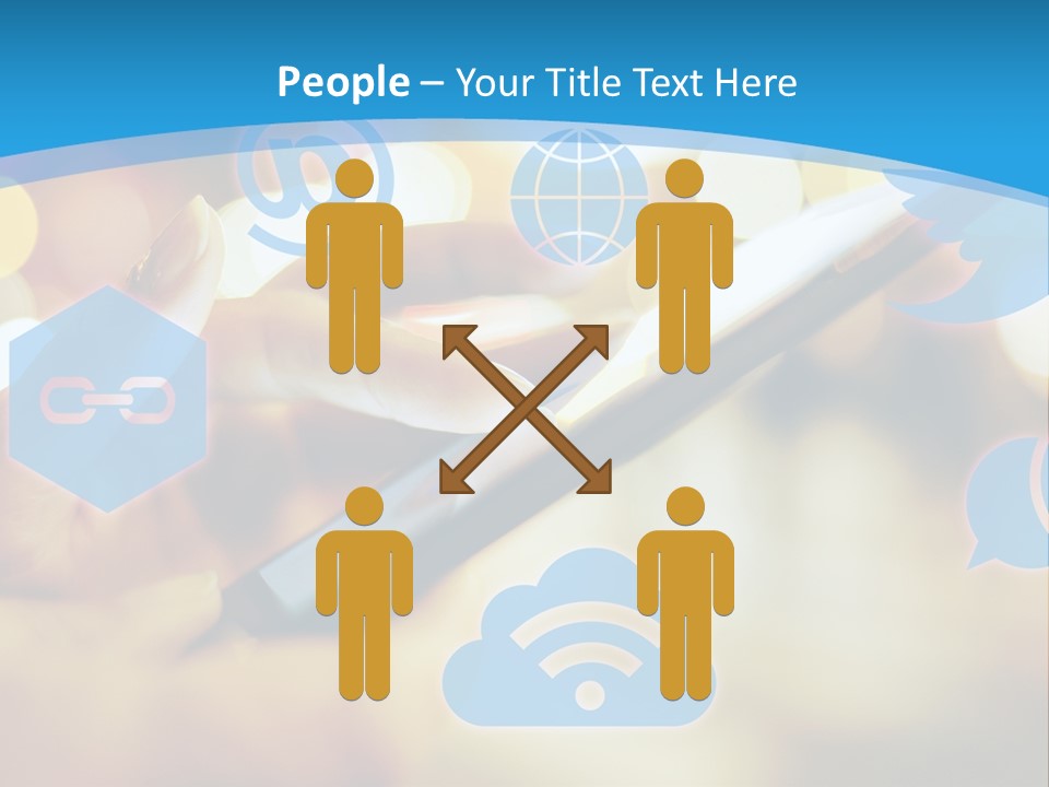 A Person Using A Cell Phone With Social Icons Coming Out Of It PowerPoint Template
