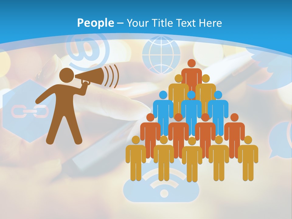 A Person Using A Cell Phone With Social Icons Coming Out Of It PowerPoint Template