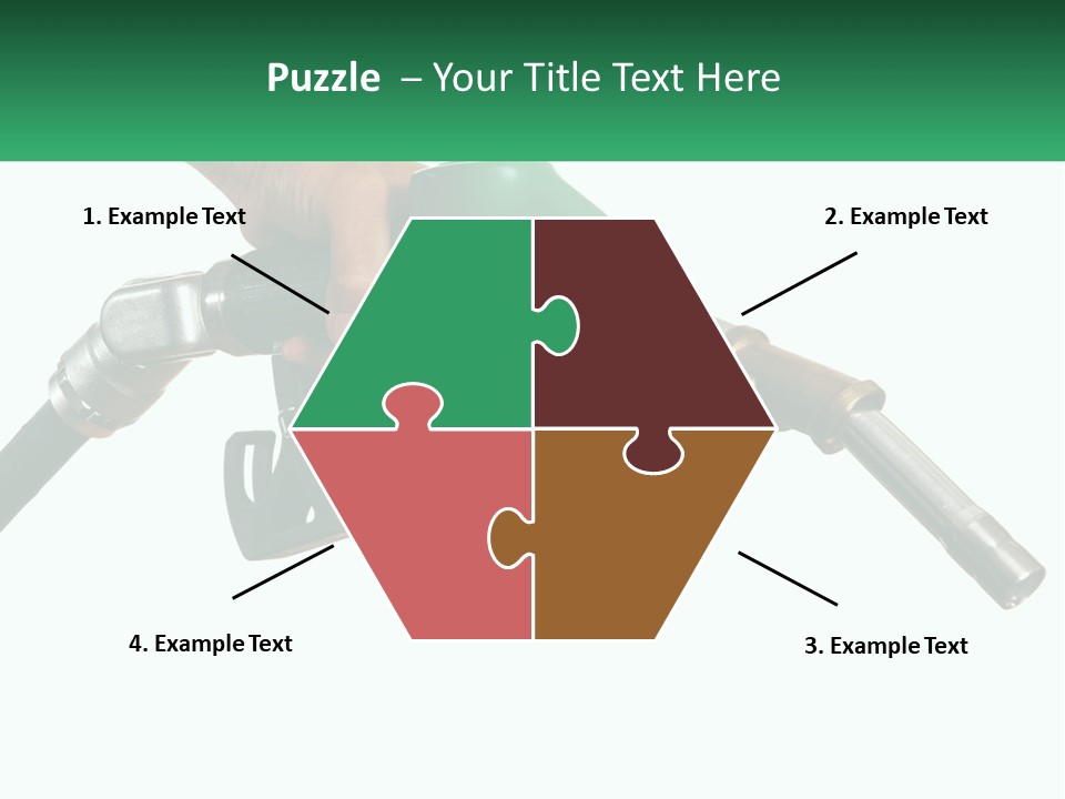 A Person Holding A Gas Pump With A Green Sign In The Background PowerPoint Template