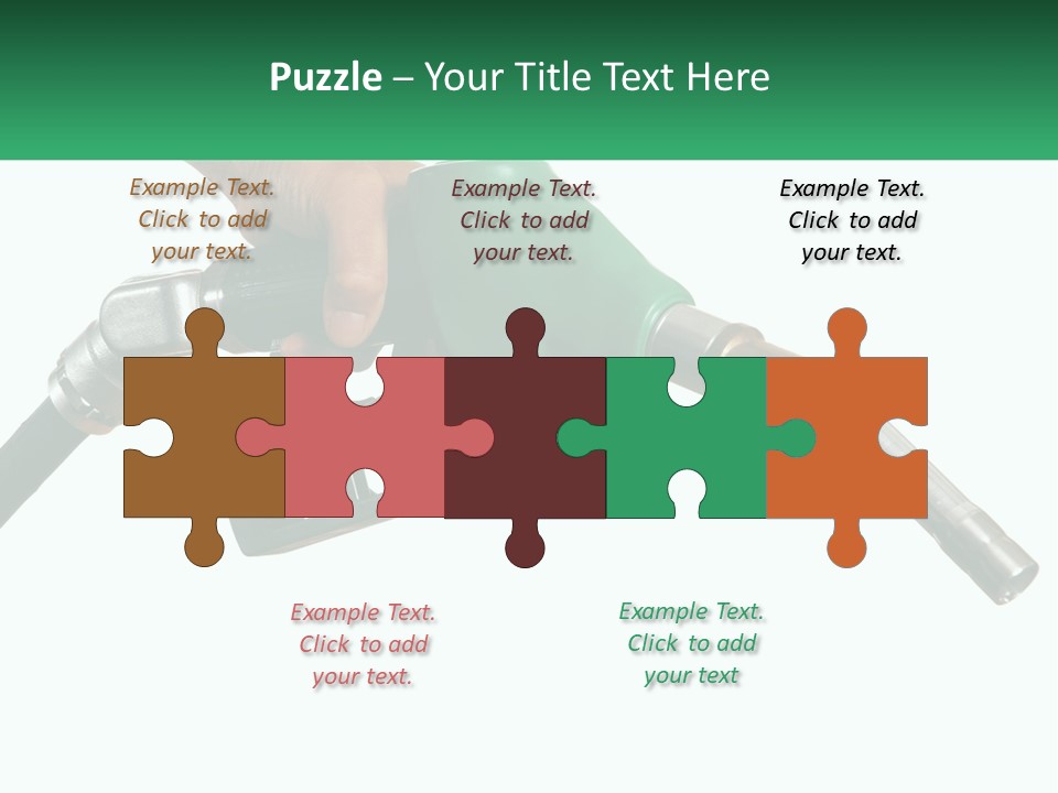 A Person Holding A Gas Pump With A Green Sign In The Background PowerPoint Template