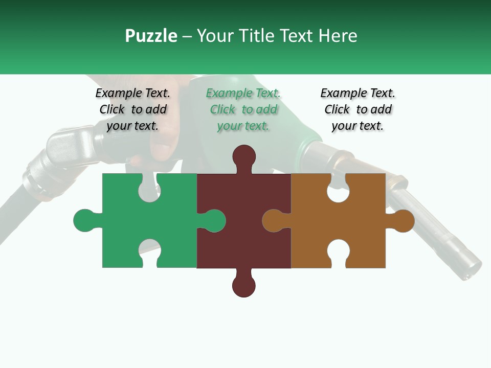 A Person Holding A Gas Pump With A Green Sign In The Background PowerPoint Template