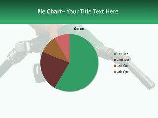 A Person Holding A Gas Pump With A Green Sign In The Background PowerPoint Template