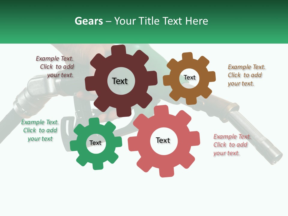 A Person Holding A Gas Pump With A Green Sign In The Background PowerPoint Template