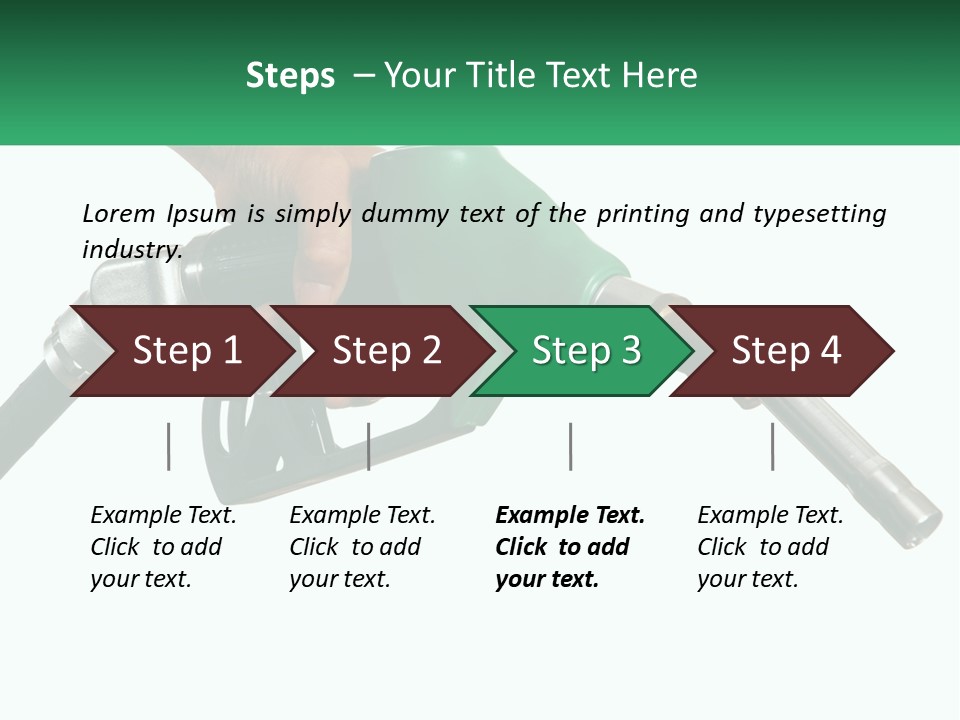 A Person Holding A Gas Pump With A Green Sign In The Background PowerPoint Template