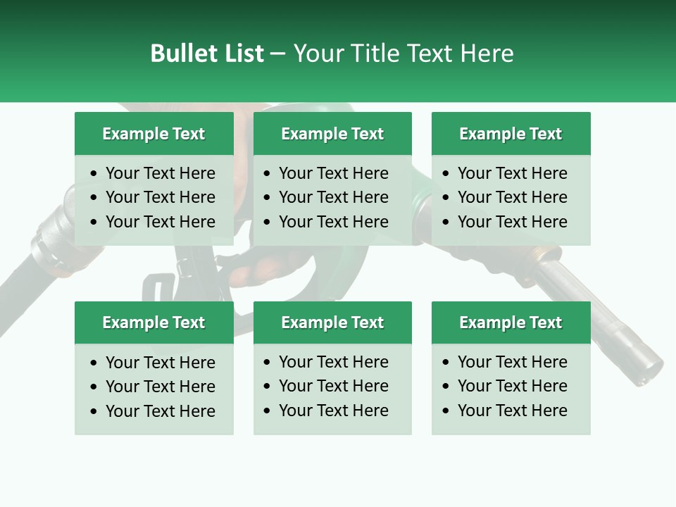 A Person Holding A Gas Pump With A Green Sign In The Background PowerPoint Template