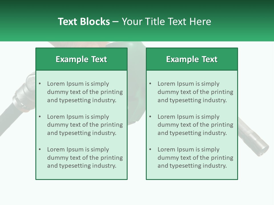 A Person Holding A Gas Pump With A Green Sign In The Background PowerPoint Template