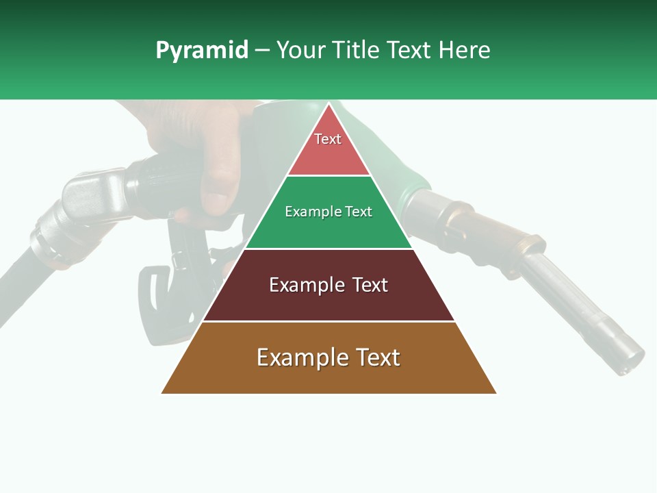 A Person Holding A Gas Pump With A Green Sign In The Background PowerPoint Template