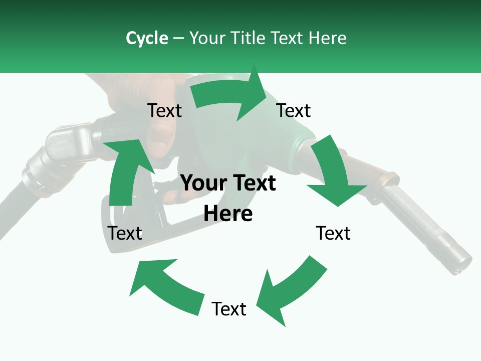A Person Holding A Gas Pump With A Green Sign In The Background PowerPoint Template
