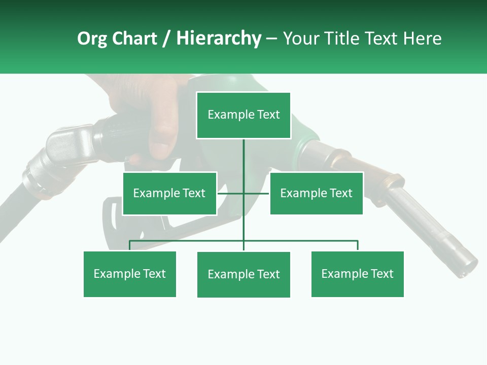 A Person Holding A Gas Pump With A Green Sign In The Background PowerPoint Template