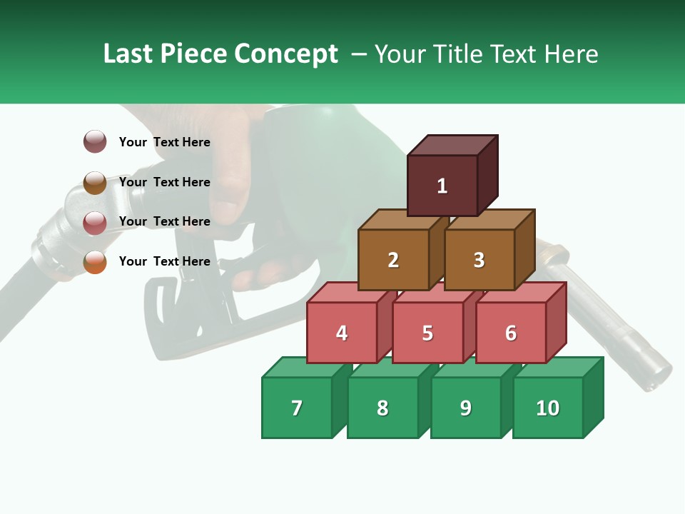 A Person Holding A Gas Pump With A Green Sign In The Background PowerPoint Template