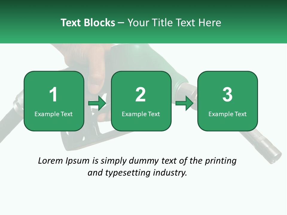 A Person Holding A Gas Pump With A Green Sign In The Background PowerPoint Template