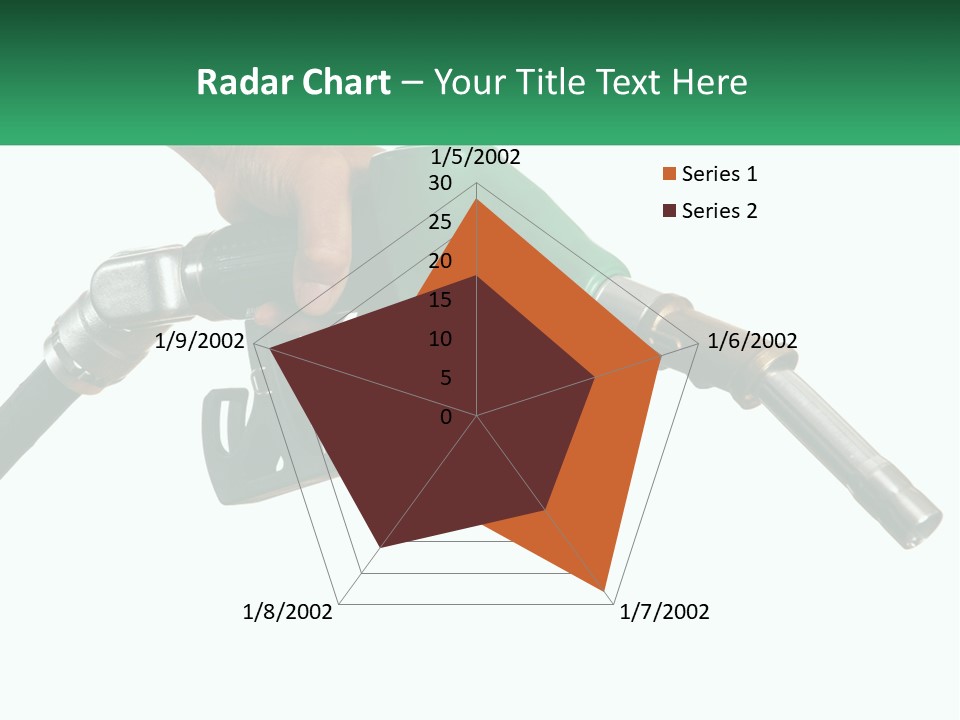 A Person Holding A Gas Pump With A Green Sign In The Background PowerPoint Template