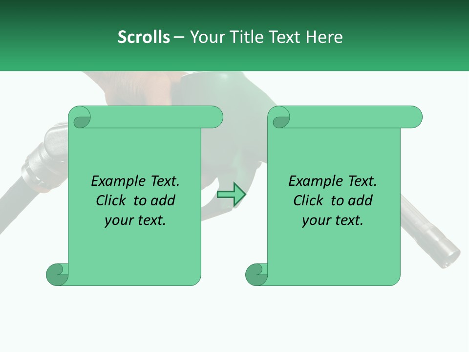 A Person Holding A Gas Pump With A Green Sign In The Background PowerPoint Template