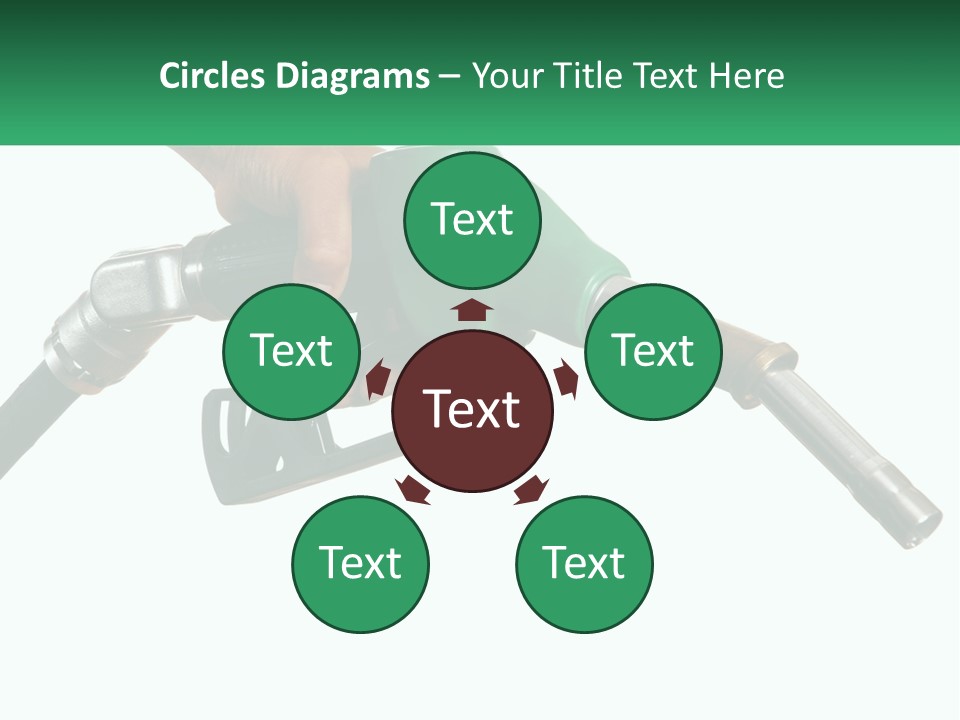 A Person Holding A Gas Pump With A Green Sign In The Background PowerPoint Template