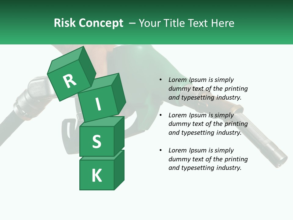 A Person Holding A Gas Pump With A Green Sign In The Background PowerPoint Template