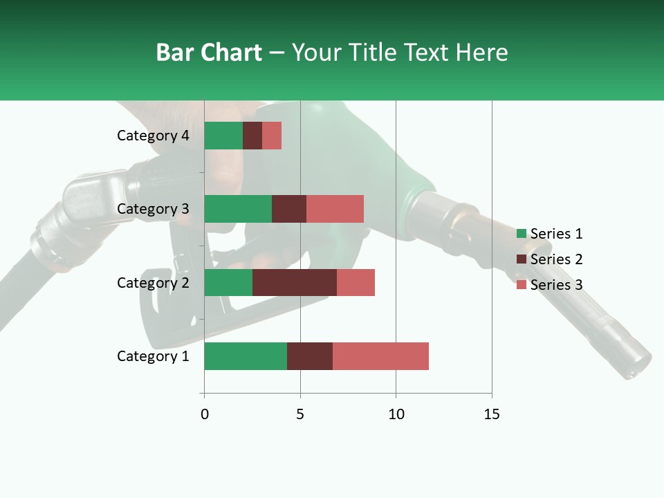 A Person Holding A Gas Pump With A Green Sign In The Background PowerPoint Template