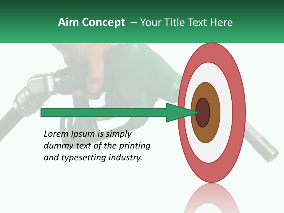 A Person Holding A Gas Pump With A Green Sign In The Background PowerPoint Template