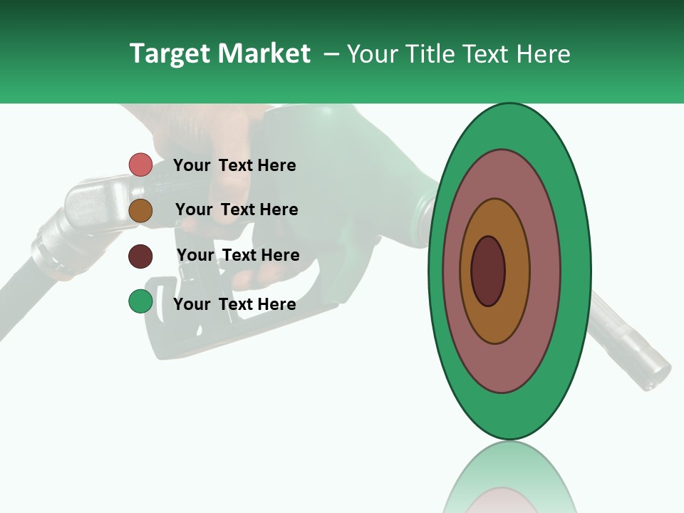 A Person Holding A Gas Pump With A Green Sign In The Background PowerPoint Template