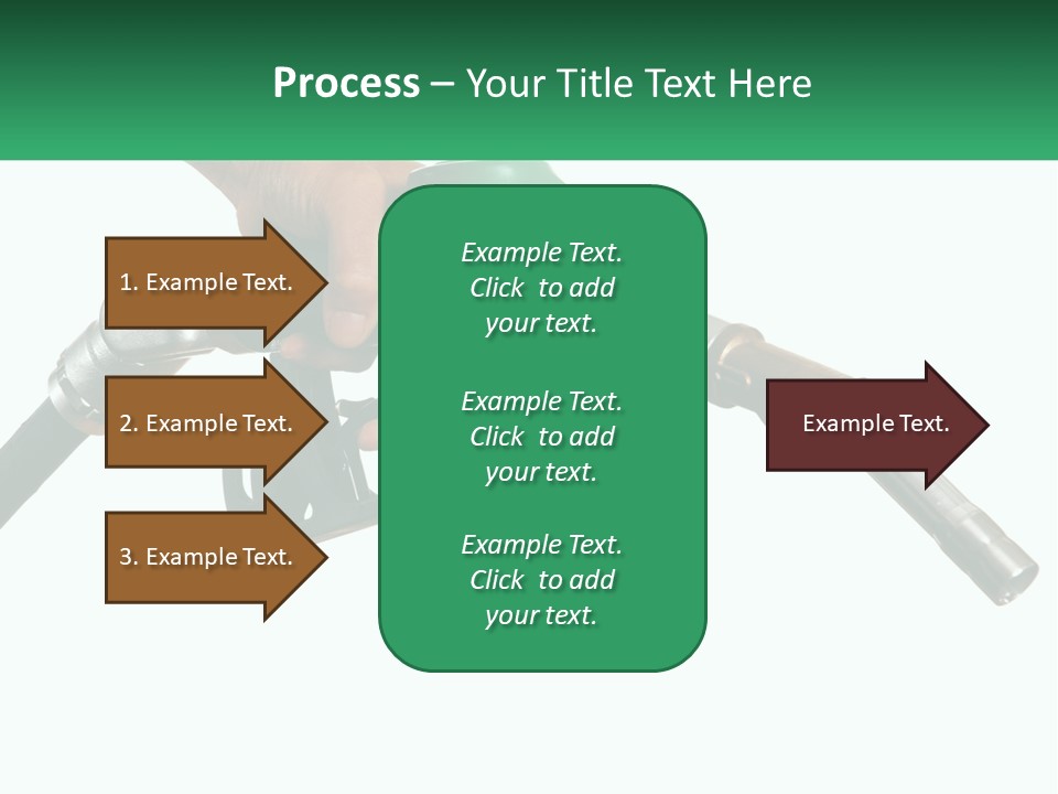 A Person Holding A Gas Pump With A Green Sign In The Background PowerPoint Template