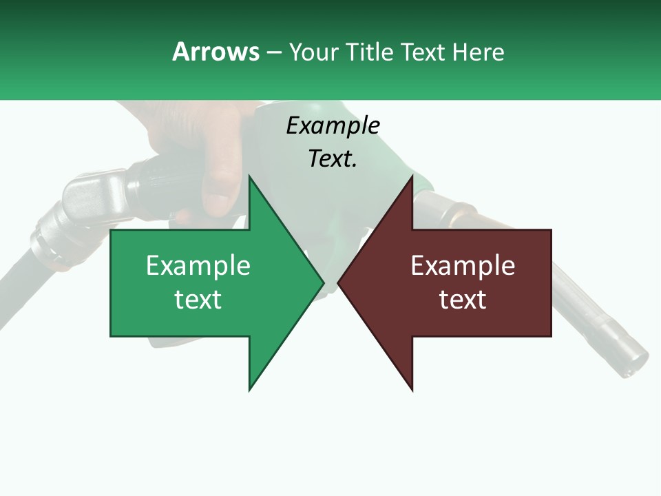 A Person Holding A Gas Pump With A Green Sign In The Background PowerPoint Template