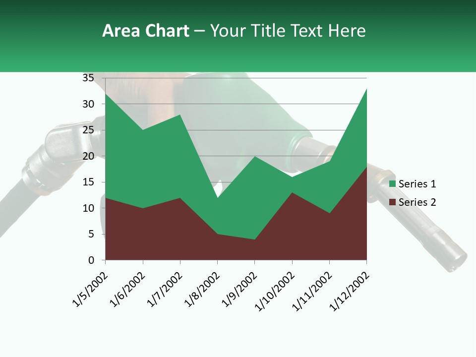 A Person Holding A Gas Pump With A Green Sign In The Background PowerPoint Template