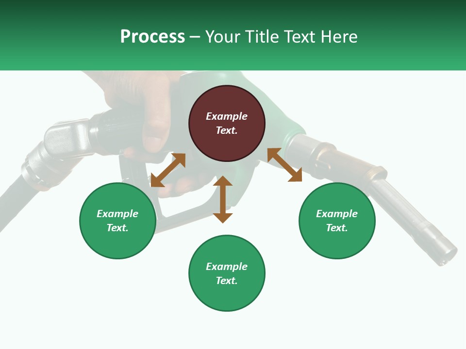 A Person Holding A Gas Pump With A Green Sign In The Background PowerPoint Template