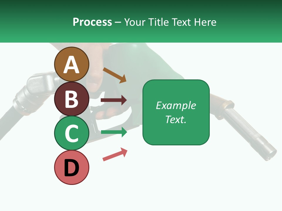 A Person Holding A Gas Pump With A Green Sign In The Background PowerPoint Template