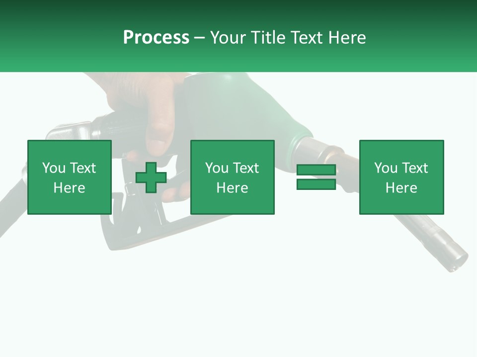 A Person Holding A Gas Pump With A Green Sign In The Background PowerPoint Template