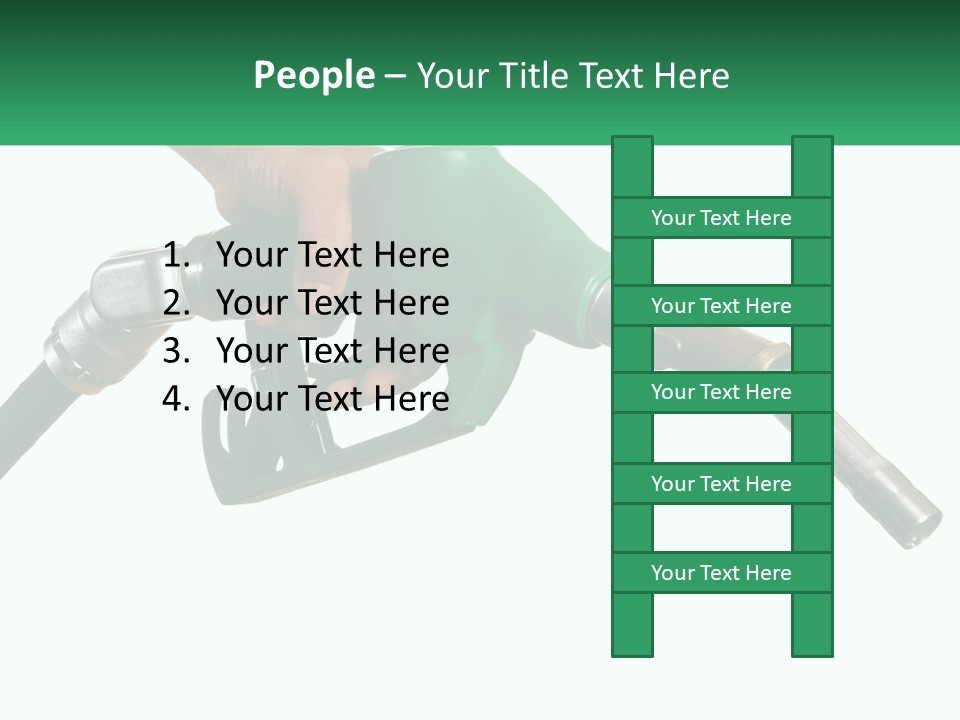 A Person Holding A Gas Pump With A Green Sign In The Background PowerPoint Template