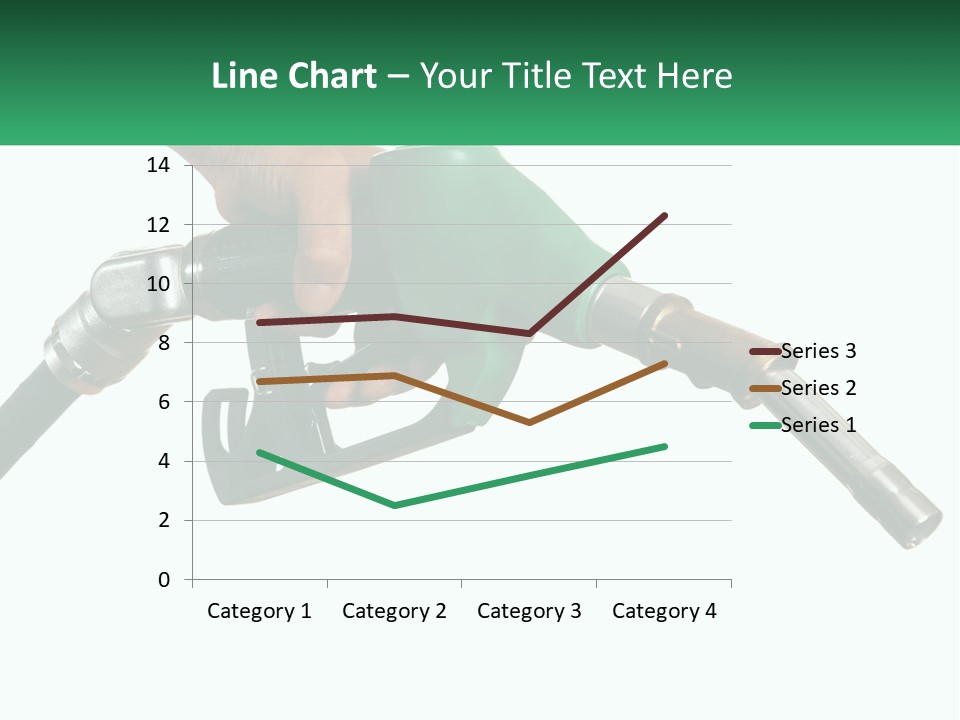 A Person Holding A Gas Pump With A Green Sign In The Background PowerPoint Template