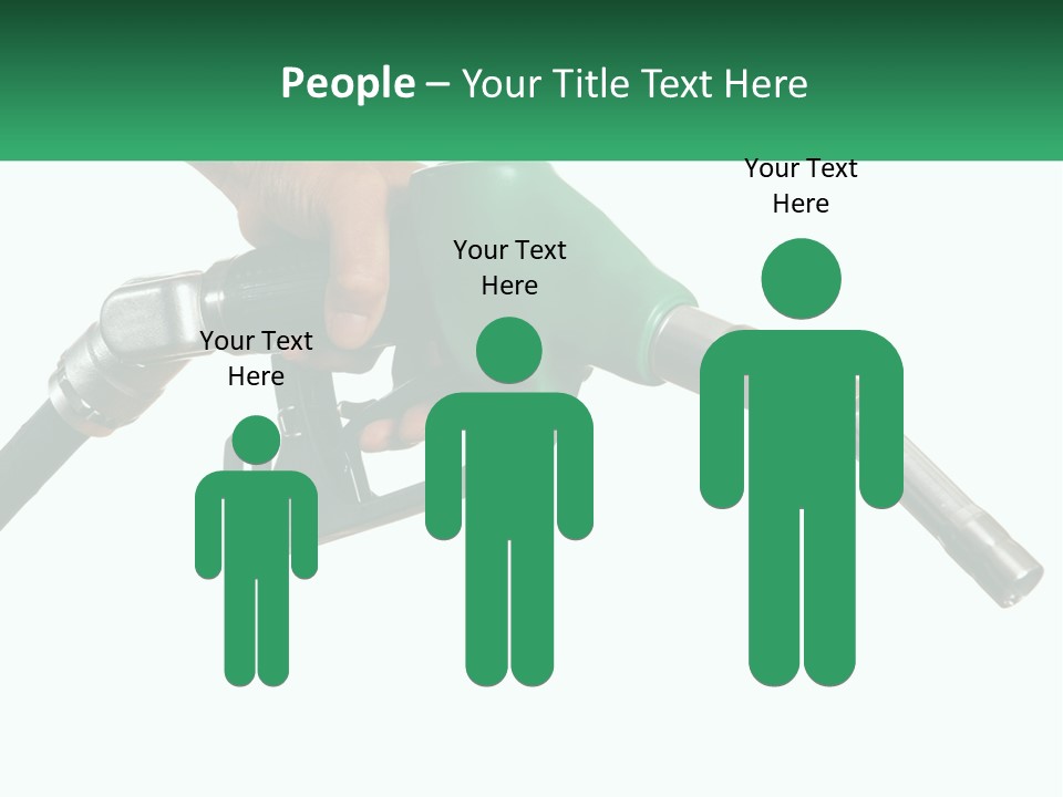 A Person Holding A Gas Pump With A Green Sign In The Background PowerPoint Template