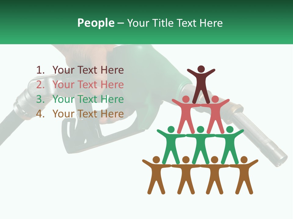 A Person Holding A Gas Pump With A Green Sign In The Background PowerPoint Template