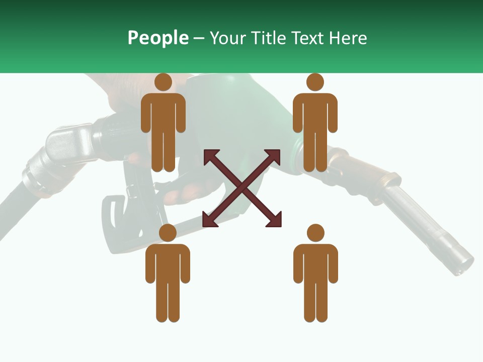 A Person Holding A Gas Pump With A Green Sign In The Background PowerPoint Template