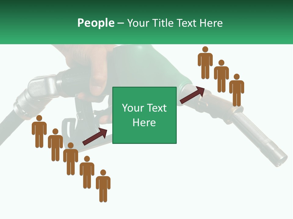 A Person Holding A Gas Pump With A Green Sign In The Background PowerPoint Template