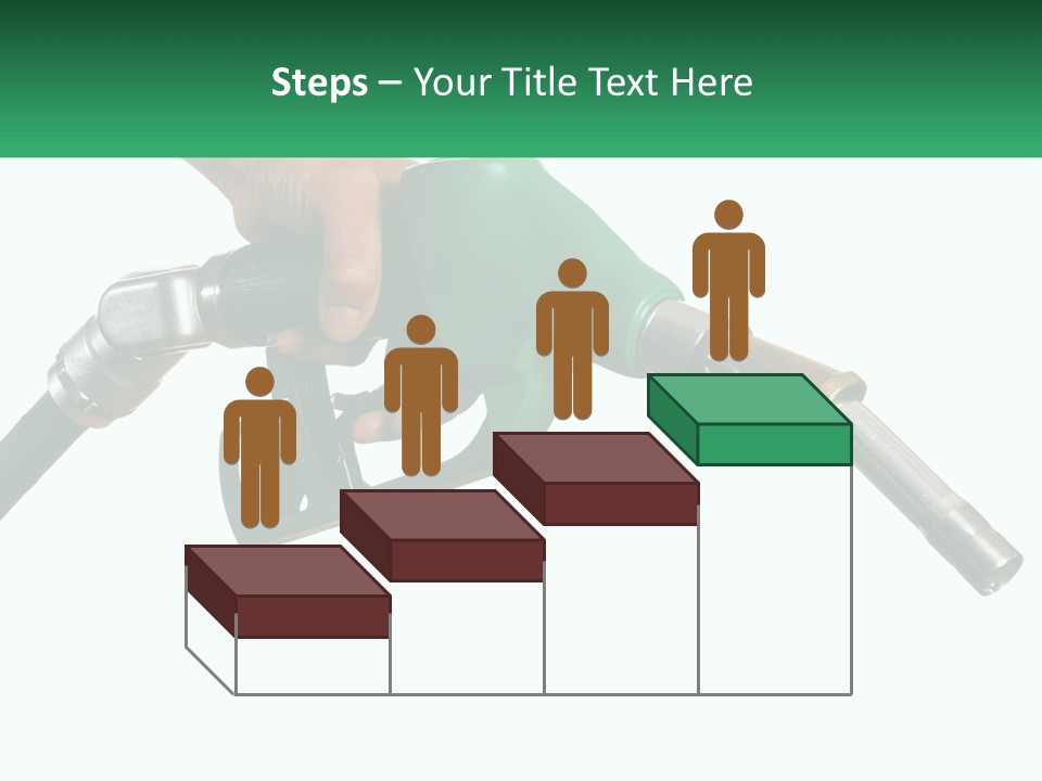 A Person Holding A Gas Pump With A Green Sign In The Background PowerPoint Template