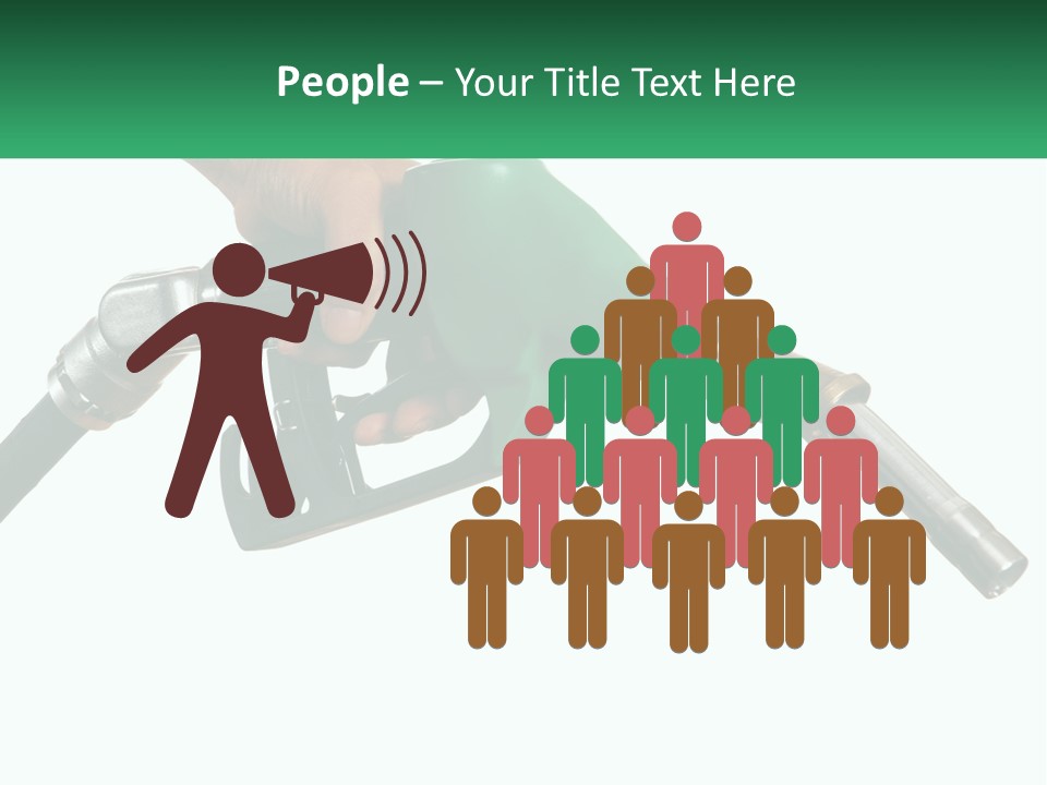 A Person Holding A Gas Pump With A Green Sign In The Background PowerPoint Template