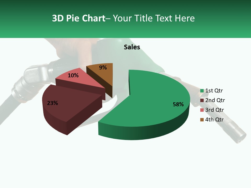 A Person Holding A Gas Pump With A Green Sign In The Background PowerPoint Template