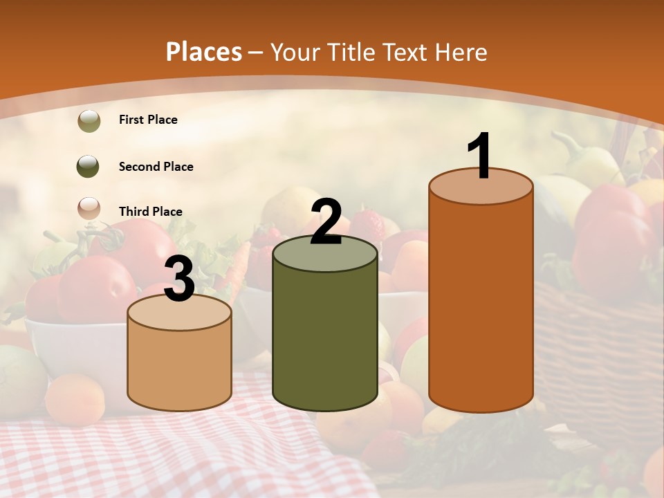 A Table Topped With Bowls Of Fruit And Vegetables PowerPoint Template