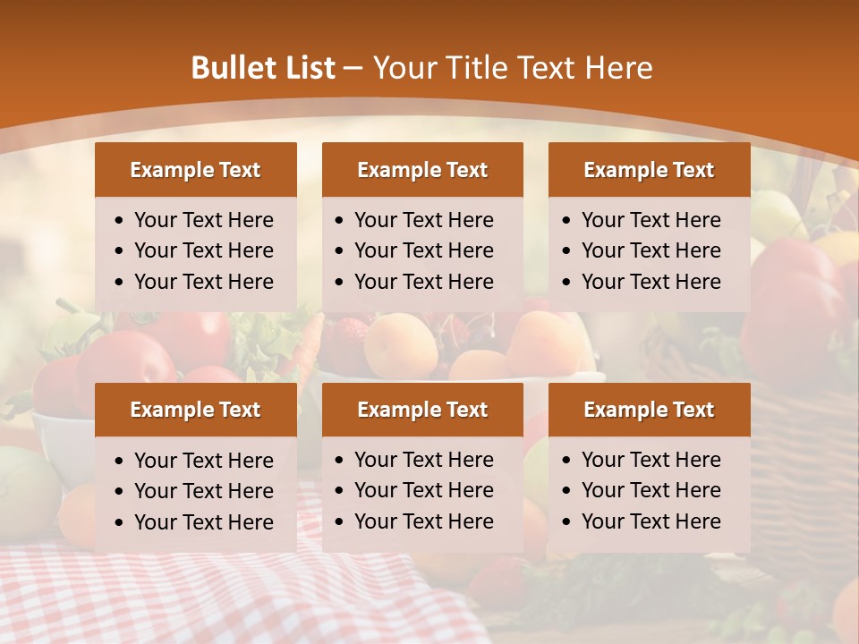 A Table Topped With Bowls Of Fruit And Vegetables PowerPoint Template