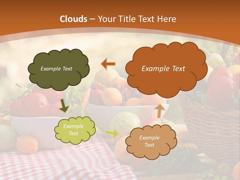 A Table Topped With Bowls Of Fruit And Vegetables PowerPoint Template