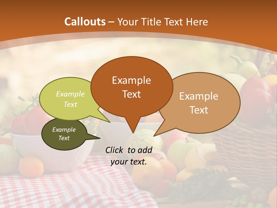 A Table Topped With Bowls Of Fruit And Vegetables PowerPoint Template