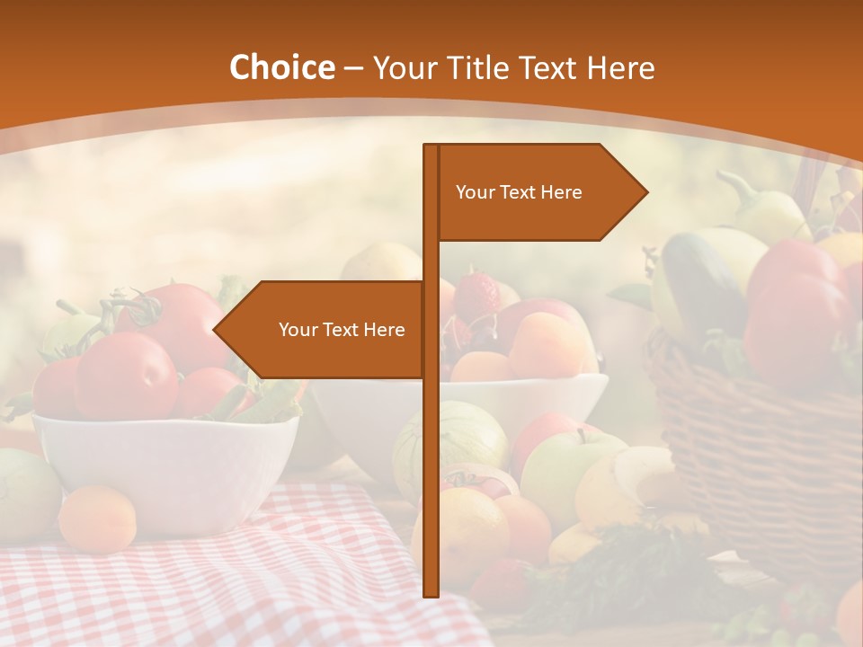 A Table Topped With Bowls Of Fruit And Vegetables PowerPoint Template