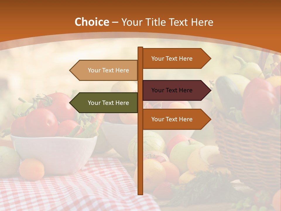 A Table Topped With Bowls Of Fruit And Vegetables PowerPoint Template