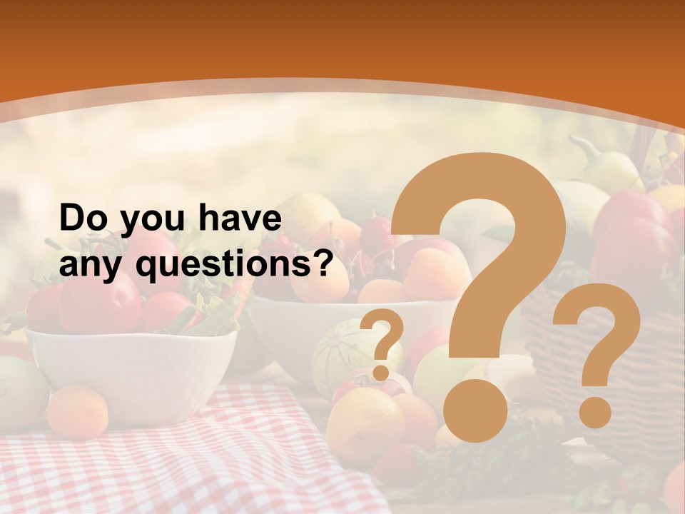 A Table Topped With Bowls Of Fruit And Vegetables PowerPoint Template