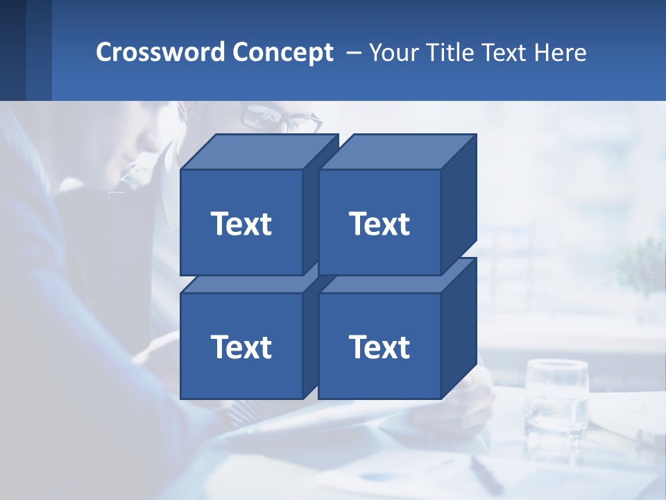 Two Men In Business Suits Sitting At A Table Looking At A Cell Phone PowerPoint Template