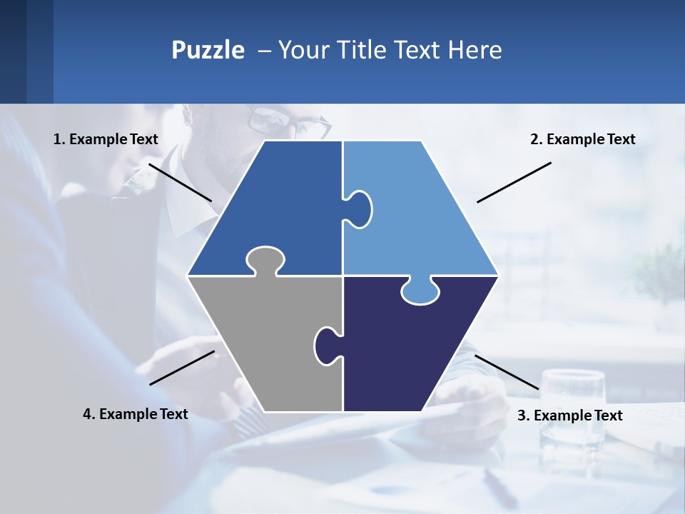 Two Men In Business Suits Sitting At A Table Looking At A Cell Phone PowerPoint Template