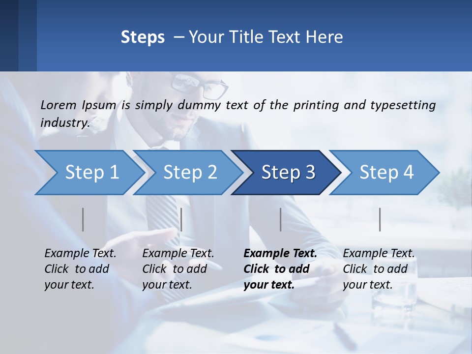 Two Men In Business Suits Sitting At A Table Looking At A Cell Phone PowerPoint Template