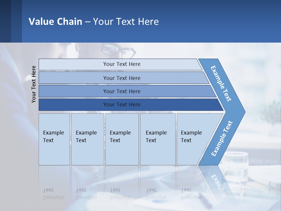 Two Men In Business Suits Sitting At A Table Looking At A Cell Phone PowerPoint Template