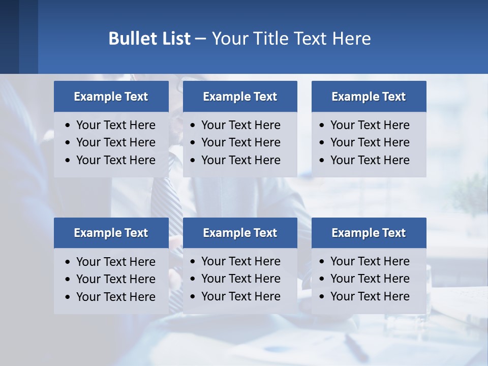 Two Men In Business Suits Sitting At A Table Looking At A Cell Phone PowerPoint Template