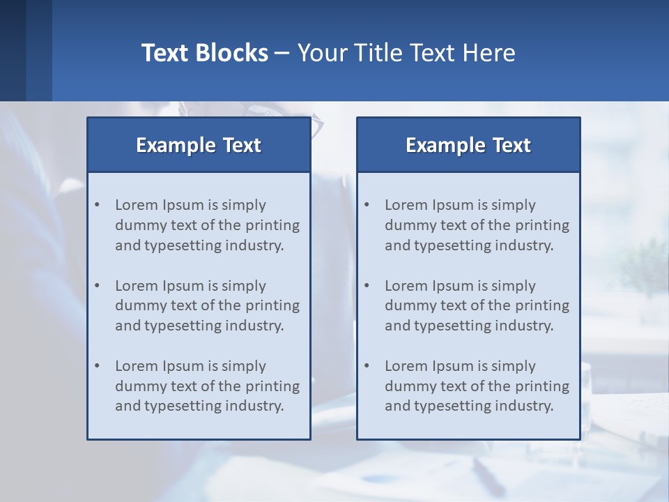 Two Men In Business Suits Sitting At A Table Looking At A Cell Phone PowerPoint Template
